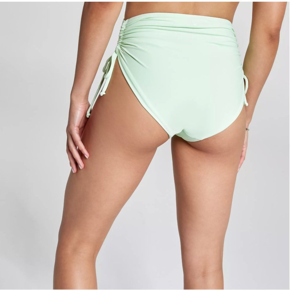 🌸 CALIA Bikini Tie Back Top XL - Ruched Side Tie High Rise Bottom XXL Pistachio - Picture 10 of 14